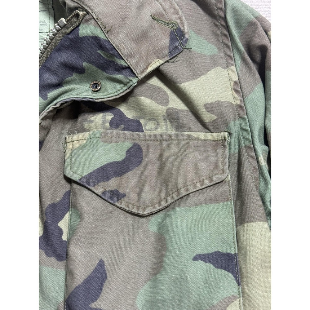 Vintage Alpha Industries M-65 Field Jacket Mens Medium Regular Woodland Camo 90s - Picture 2 of 7